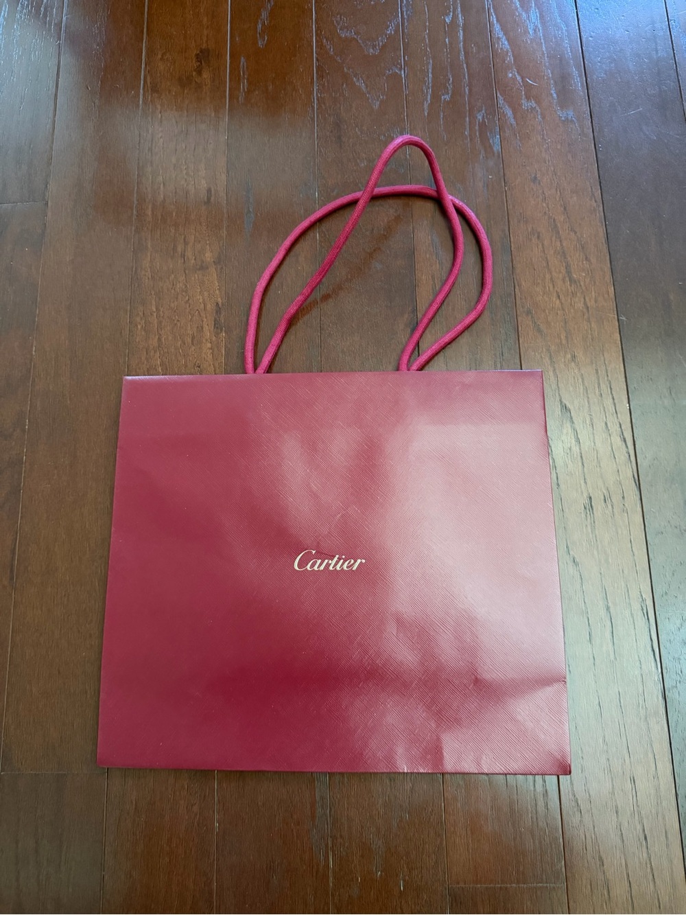 Authentic Cartier Red Paper Shopping Gift Bag with Red Rope Handles